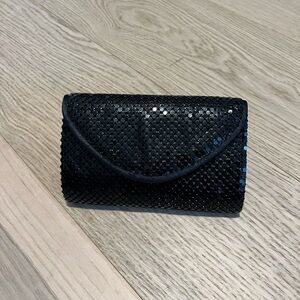 Black Sequin Mesh Clutch – Silver Chain Strap, Party Bag